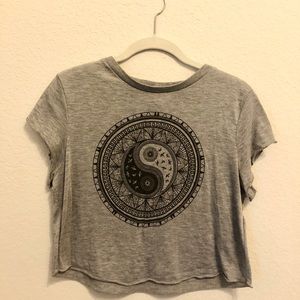 Divided Yin Yang Cropped Tee